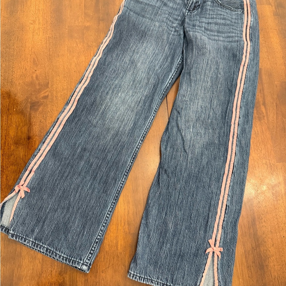 Abercrombie Kids Blue Jeans with Pink Trim